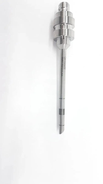 Silver metallic surgical drill bit with threaded cylindrical shaft for da vinci 5mm cannula used medical equipment for sale