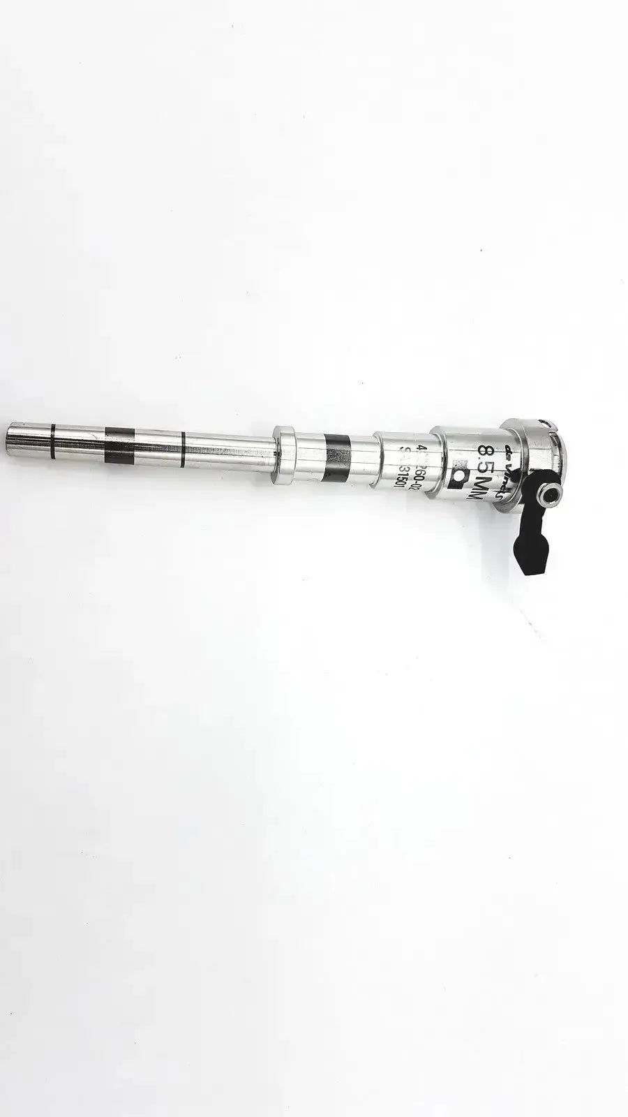 Silver metallic intuitive surgical 420260-02 cannula laparoscopy with black measurement markings and toggle switch, used medical equipment for sale