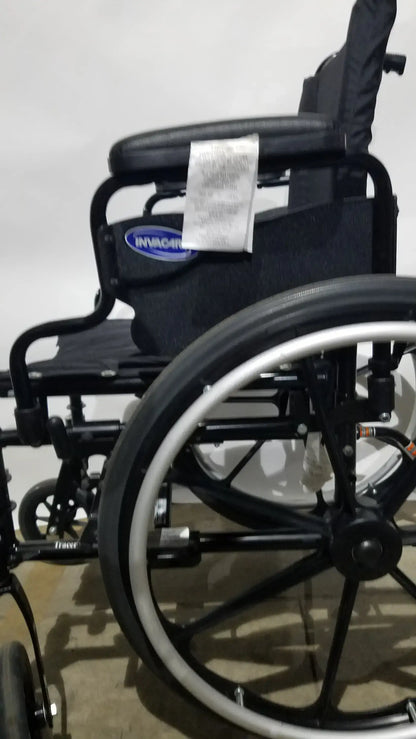 Invacare Tracer SX5 Folding Wheelchair – Black Finish with Padded Arm Supports