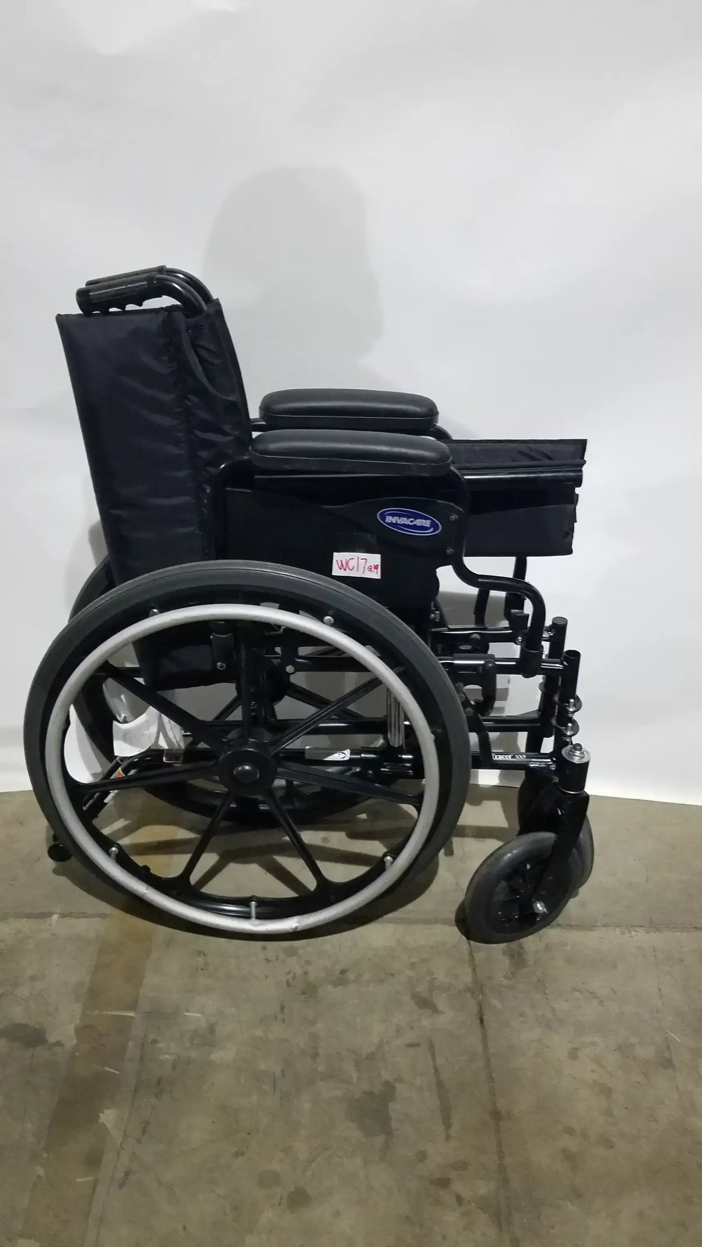 Invacare Tracer SX5 Folding Wheelchair – Black Finish with Padded Arm Supports