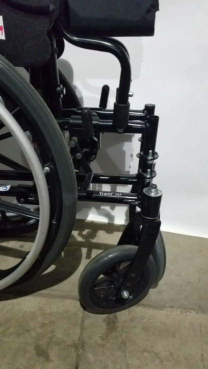 Invacare Tracer SX5 Folding Wheelchair – Black Finish with Padded Arm Supports