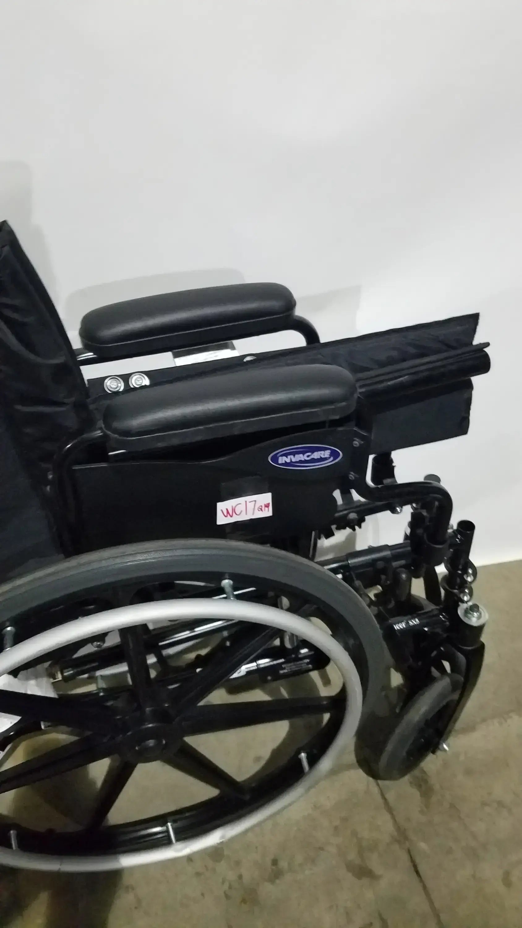 Invacare Tracer SX5 Folding Wheelchair – Black Finish with Padded Arm Supports