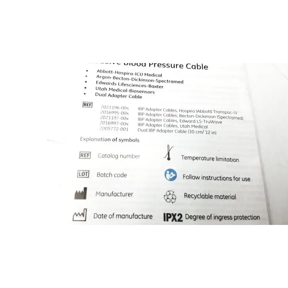 Invasive Blood Pressure Cable 2021197-001