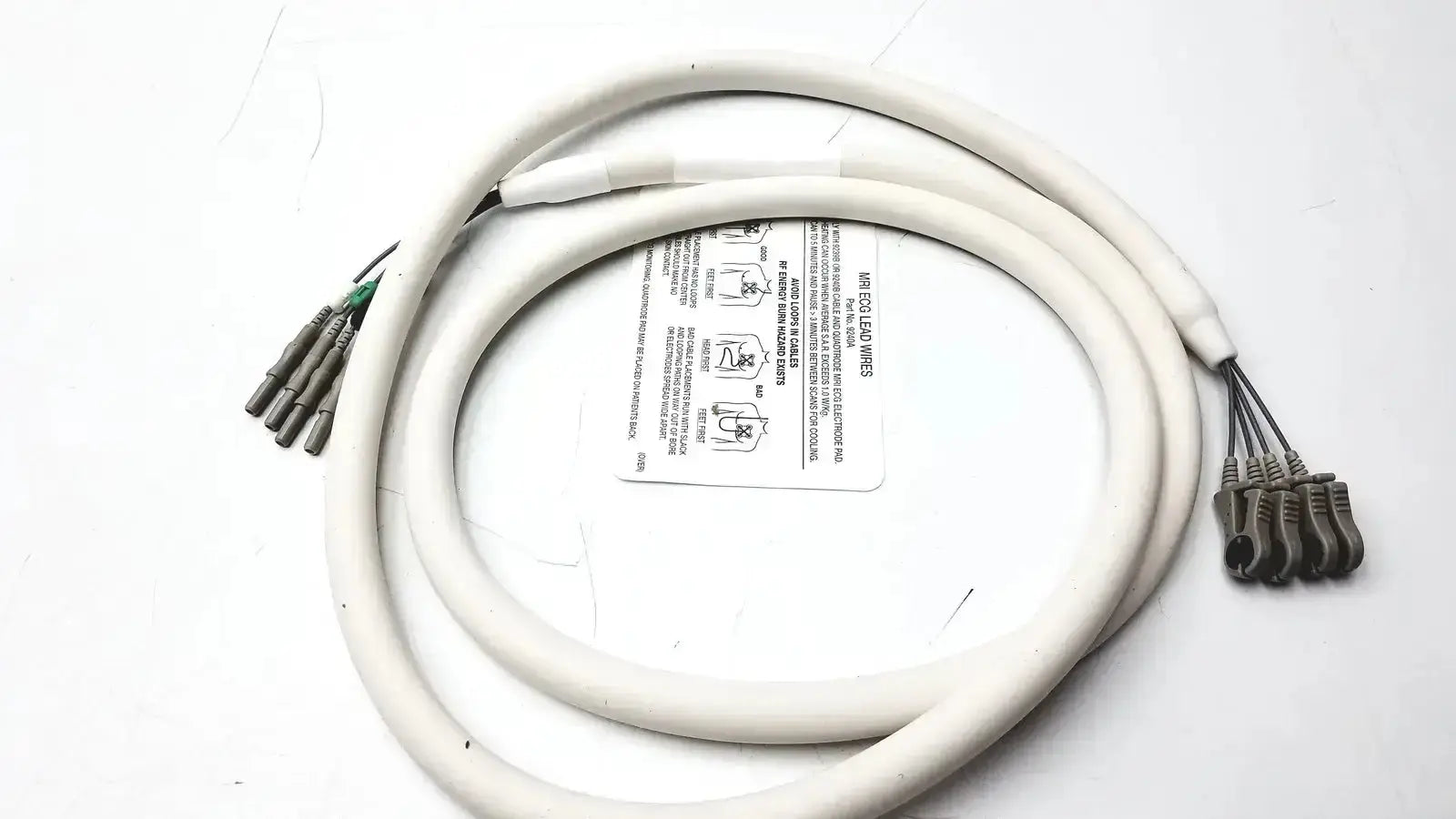 Invivo 9240A white coiled ecg lead wires with multiple gray connectors for reliable MRI ECG monitoring use