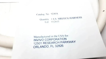 White paper label with black printed text for invivo 9240A mri ecg lead wires medical device catalog entry