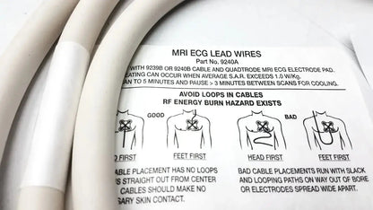 Invivo 9240a white mri ecg lead wires with printed safety instructions and diagrams on packaging for accurate monitoring