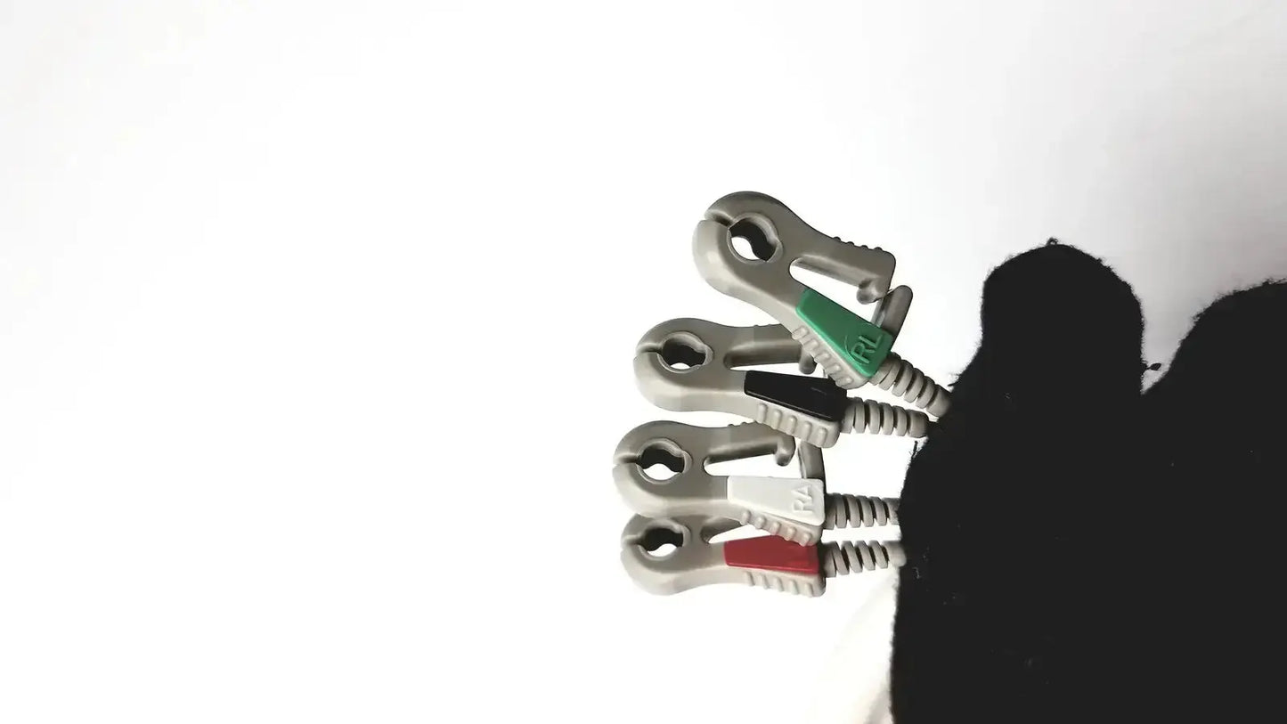 Four insulated electrical clamp meters with colored handles connected by coiled wire for invivo 9240a ecg lead wires