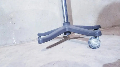 Gray plastic five-star base with metallic caster wheels for ivac corporation vital check 4200 with stand office chair