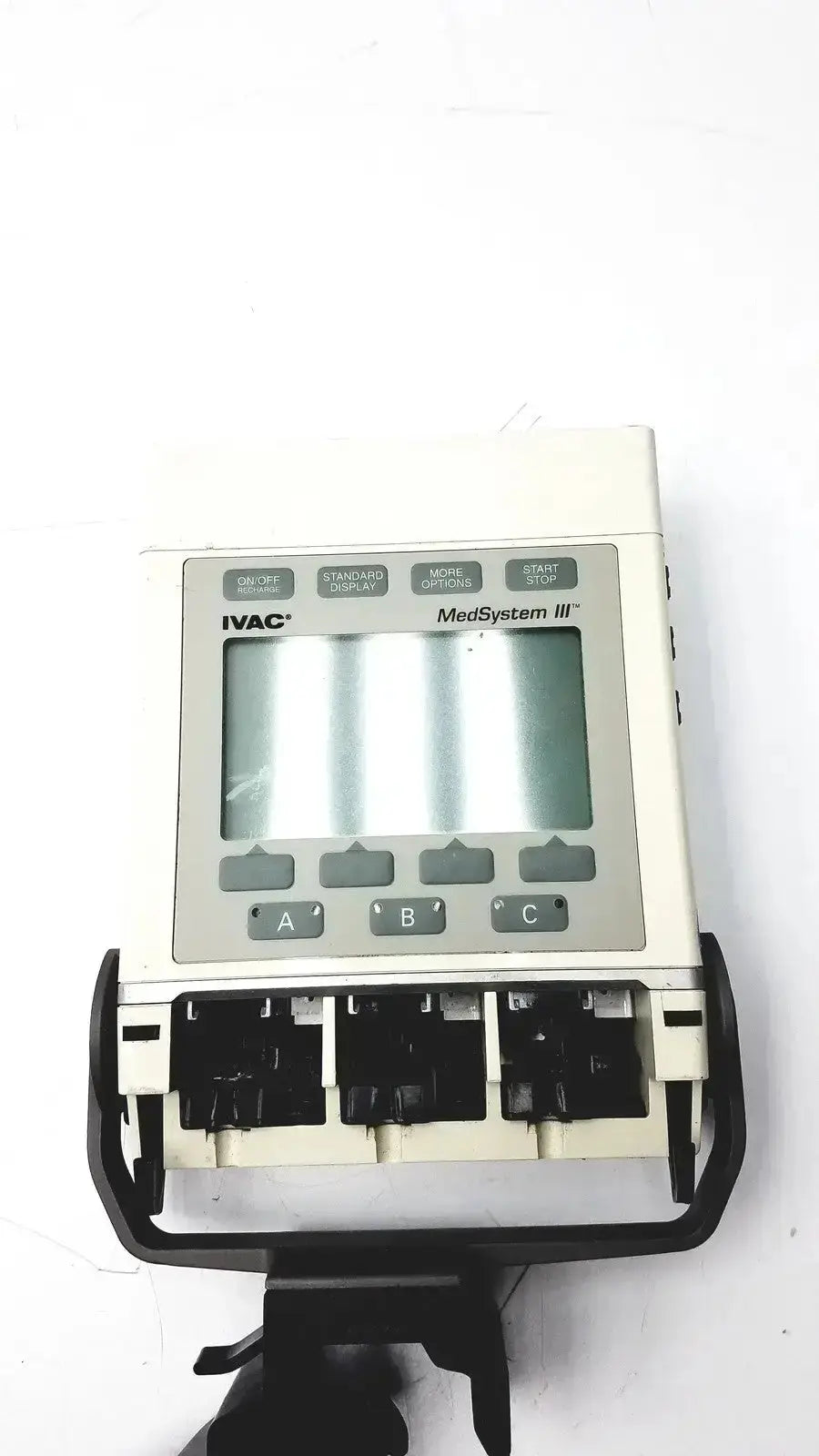 Beige and black alaris ivac medsystem iii patient monitor 2860d with digital display and multiple control buttons
