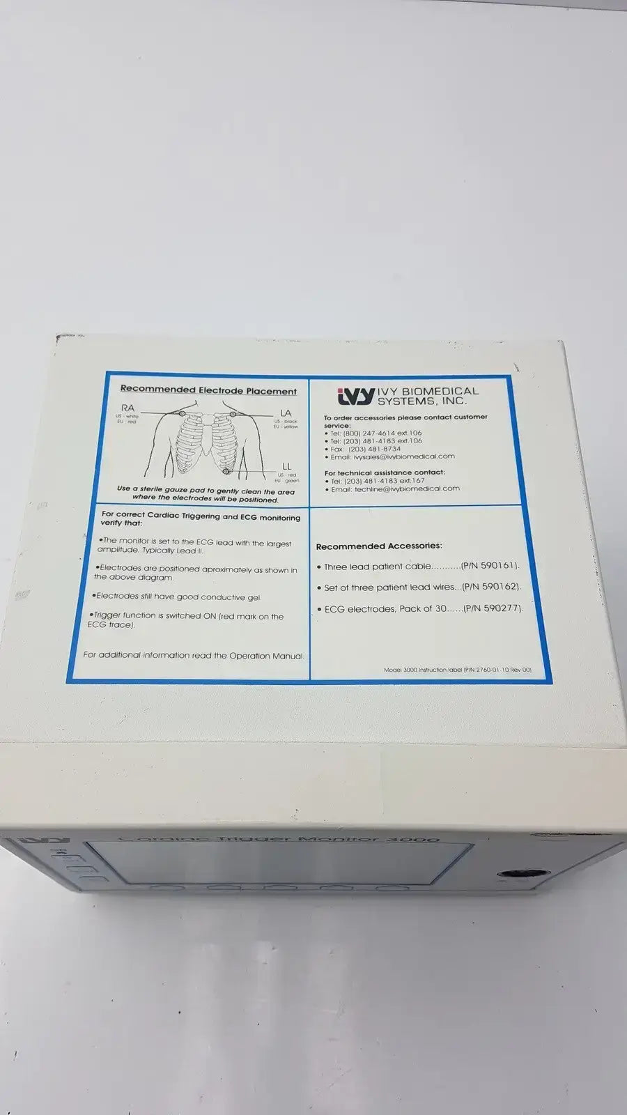 Ivy Biomedical Cardiac Trigger 3000 Patient Monitor