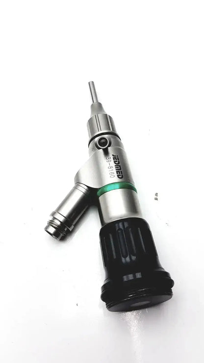 Silver and black medical-grade starmed video otoscope with green accent, textured grip, and precise metallic fittings