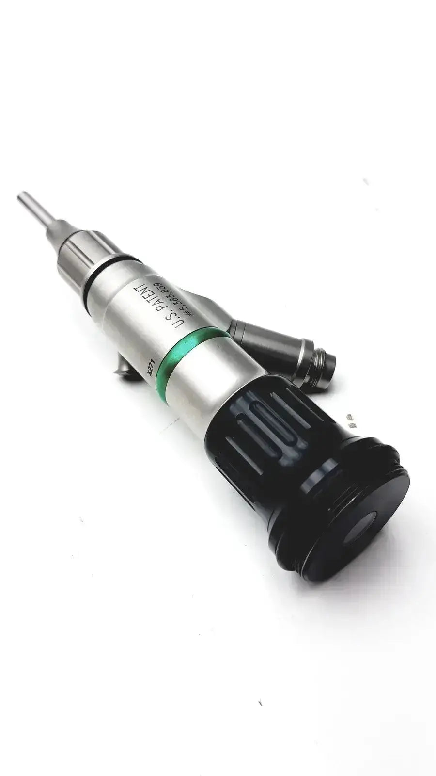 Silver and black precision screwdriver with green band and textured grip sections for jedmed starmed video otoscope