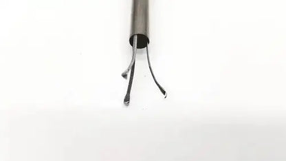 A sleek metallic claw tool with three curved prongs and cylindrical handle for karl storz 27094p optical kidney stone grasping