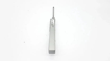 Silver metallic cylindrical keyence gt2-h50 intelligent series contact sensor with protruding rod and labeled specifications