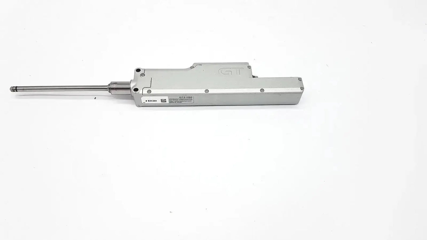 Silver metallic linear actuator with cylindrical rod for Keyence gt2-h50 intelligent series contact sensor