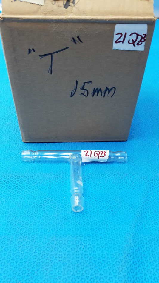Kimax Glass ’T’ Shaped Serrated Hose Connecting Tube – 71 mm H × 119 mm W - Laboratory Glassware Connector