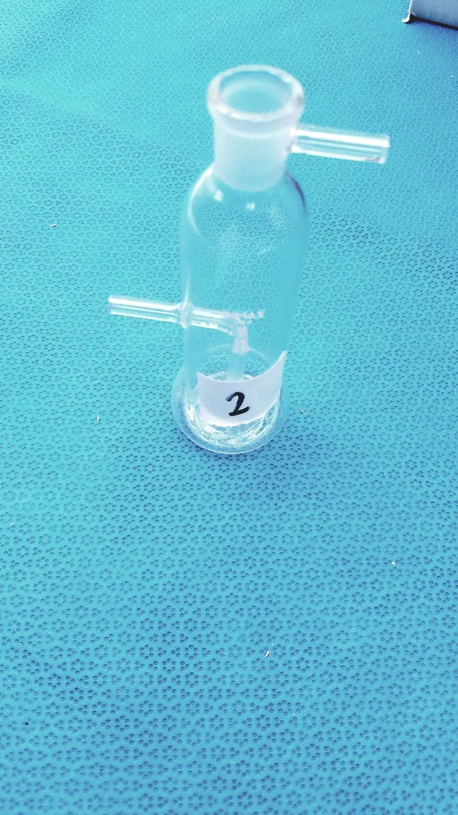 Kimax Lab Gas Absorption Bulb Flask CO2 Washing with Side Tubes - Laboratory Glassware