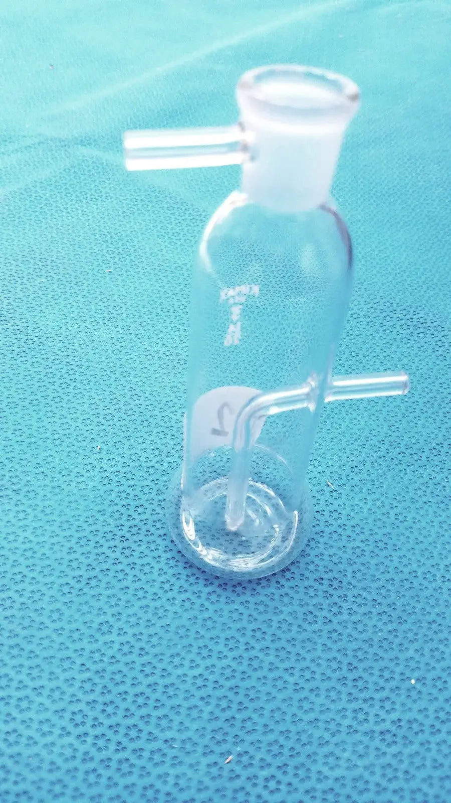 Kimax Lab Gas Absorption Bulb Flask CO2 Washing with Side Tubes - Laboratory Glassware