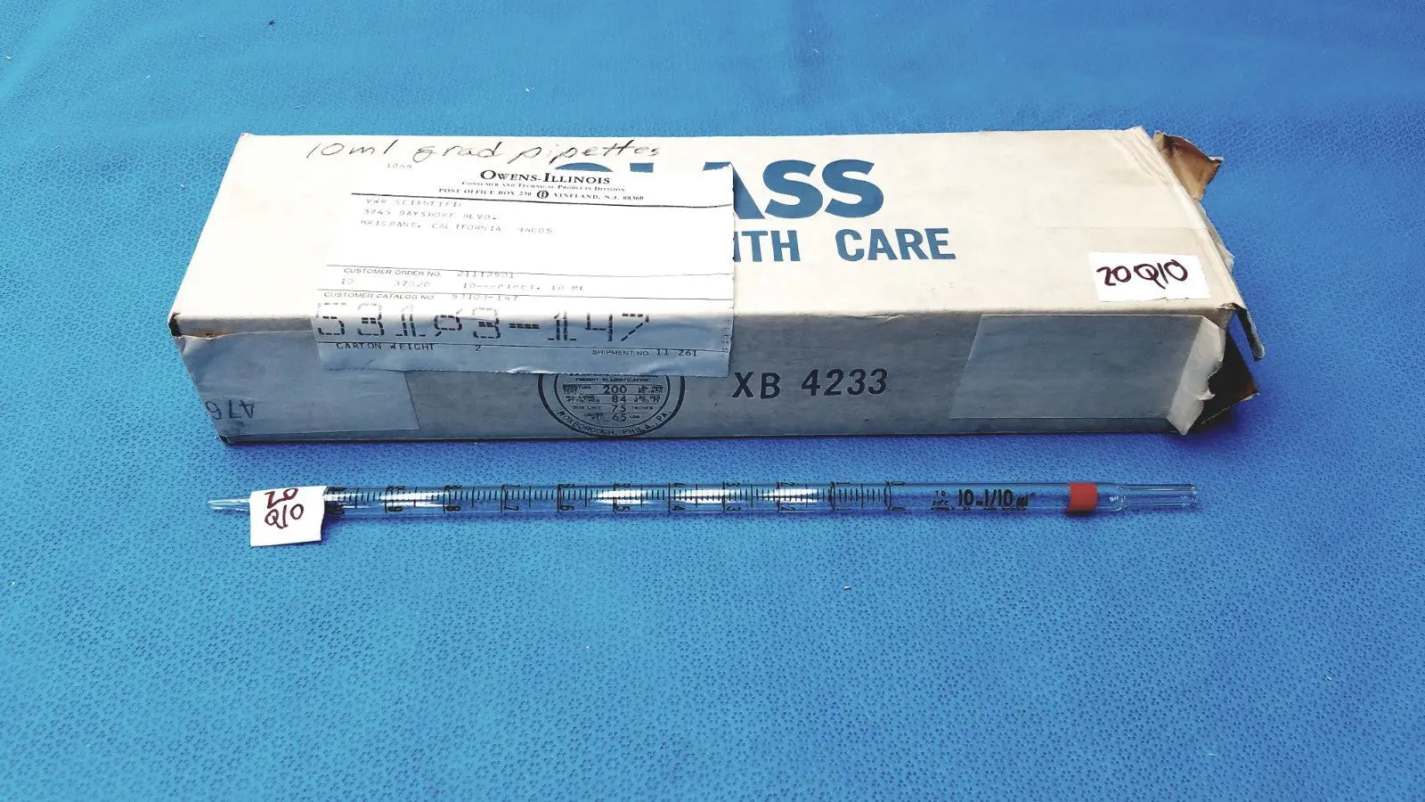 Kimble Kimax-51 10mL Glass Measuring Pipette Borosilicate Lab Equipment