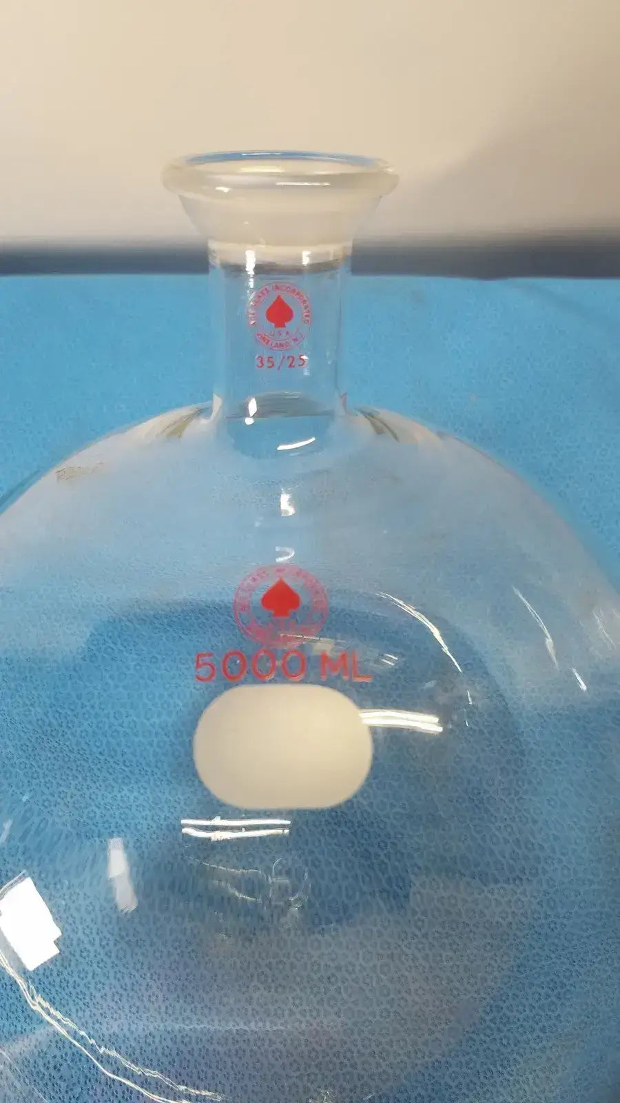 Kontes 5000 mL Glass Flask Round Bottom 35/25 Spherical Joint Ball & Socket - Laboratory Glassware