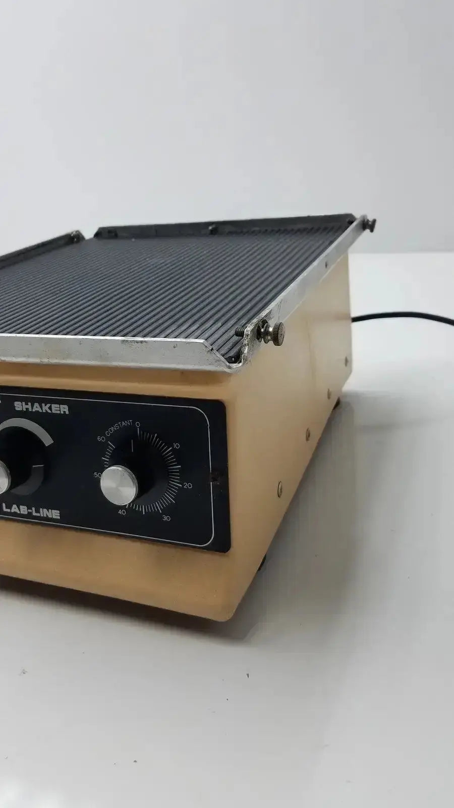 Beige Lab-Line mixer shaker model 3520 with black control panel and silver knobs orbit mixer shaker device