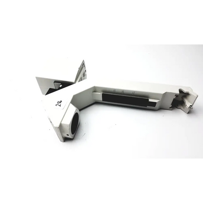 White plastic mechanical arm with black accents and measurement markings.