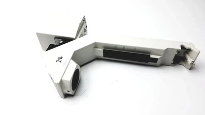 White plastic protractor with black markings and circular hole for use with Leica DM IRB inverted microscope 12v 100w halogen lamp housing