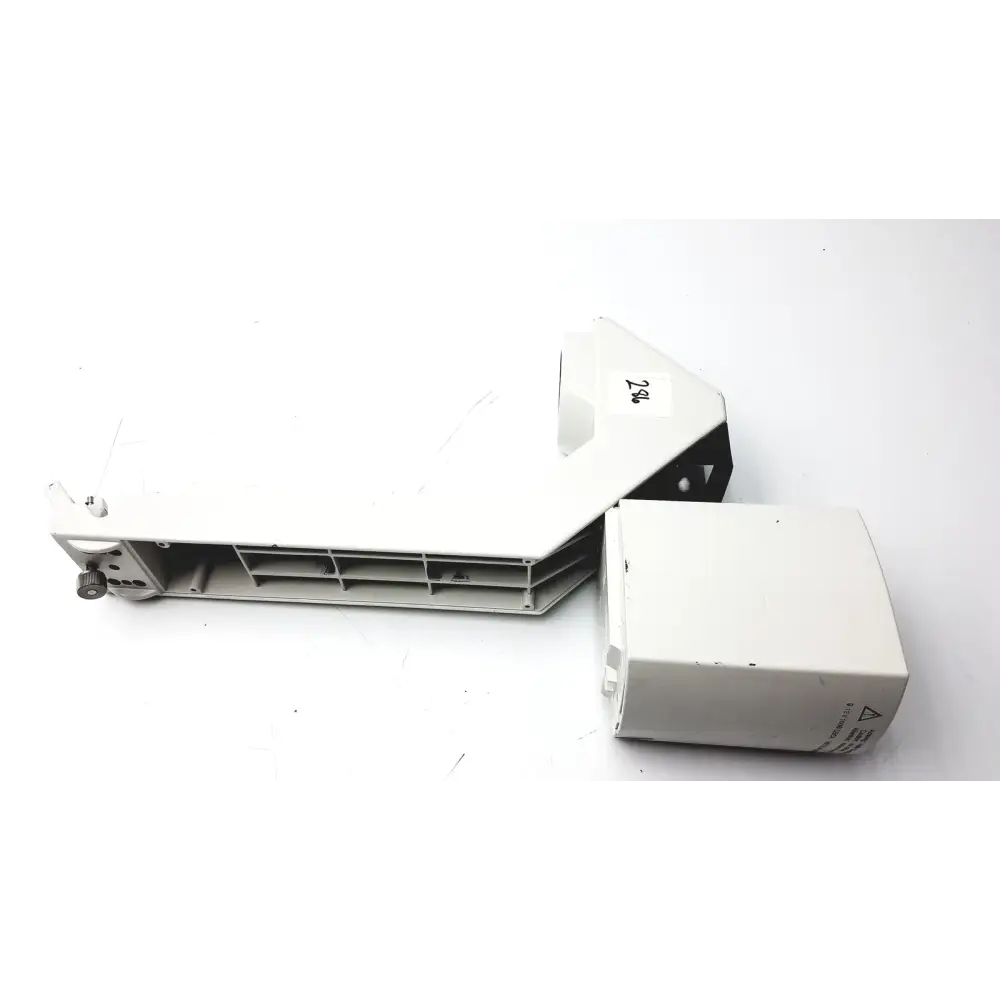 White plastic printer cartridge holder with a small black component attached to its side