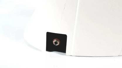 White plastic base of leica dm1000 led microscope with black panel and silver circular connector for led microscope microsystems