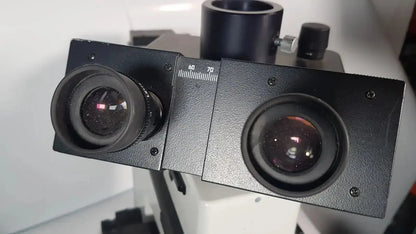 Black dual eyepiece head with matte finish and numbered scale markings for leitz metallux 3 stereo zoom microscope