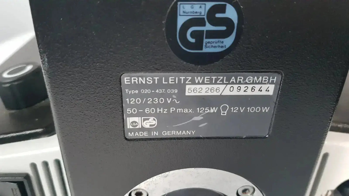 Black ernst leitz wetzlar gmbh leitz metallux 3 stereo zoom microscope with matte finish and silver specification label