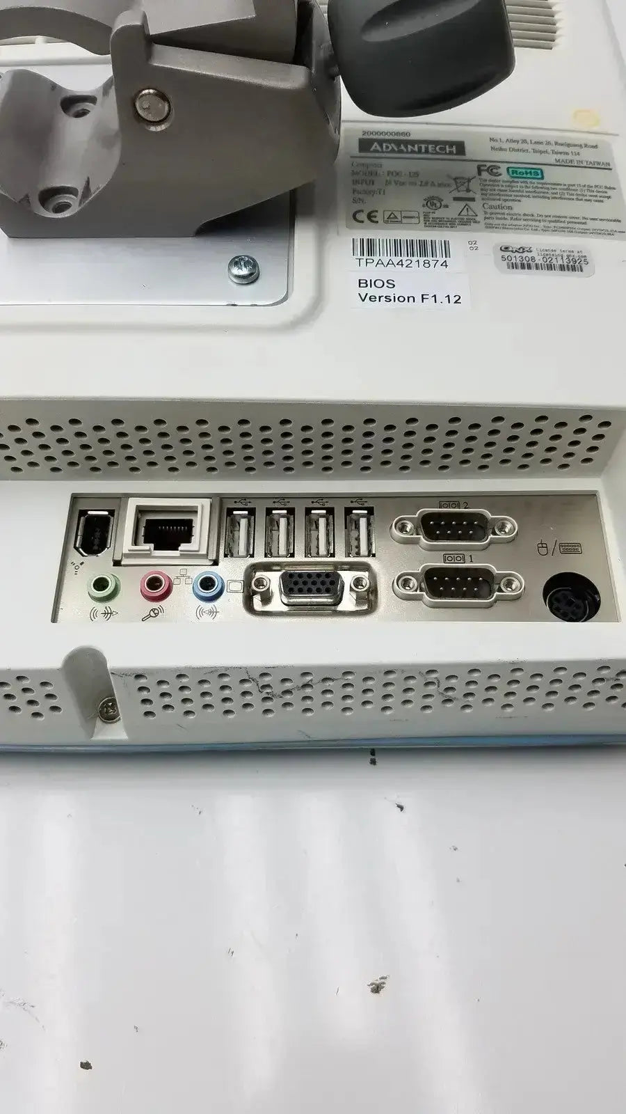 White plastic industrial computer showing multiple usb ethernet and vga ports on the back of lidco rapid hm81-01 hemodynamic monitor