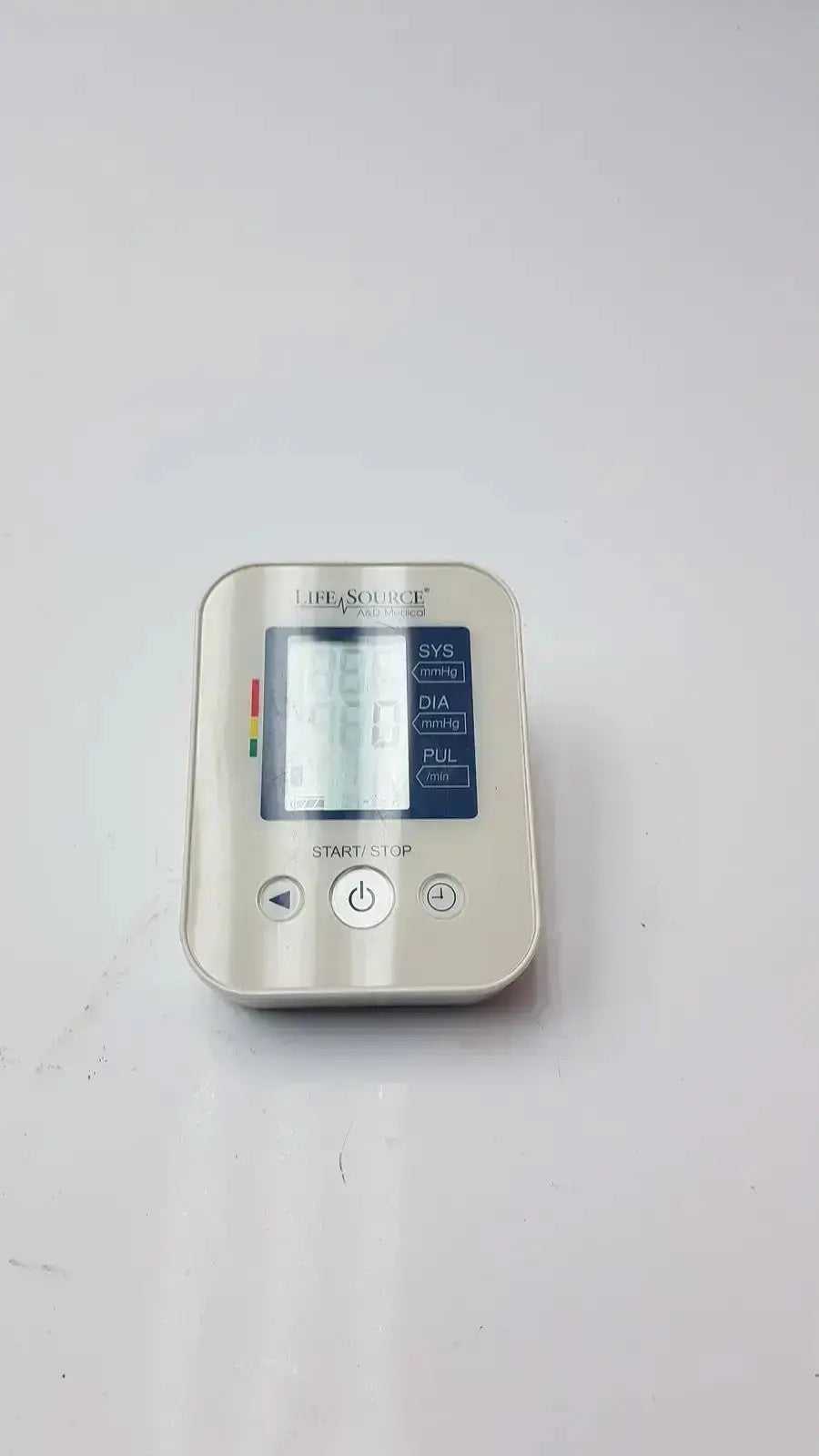 Life Source A&D Medical silver digital blood pressure monitor UA-652L-AC with rectangular display and three buttons