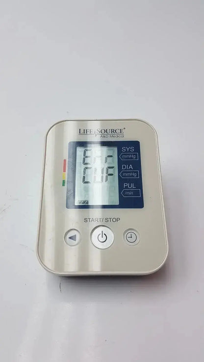 Silver lifesource medical digital blood pressure monitor ua-652l-ac with rectangular display showing sys dia pul readings
