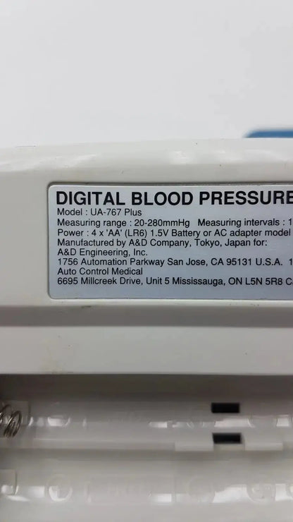 White life source digital blood pressure monitor ua-767 plus with labeled specifications for accurate home use