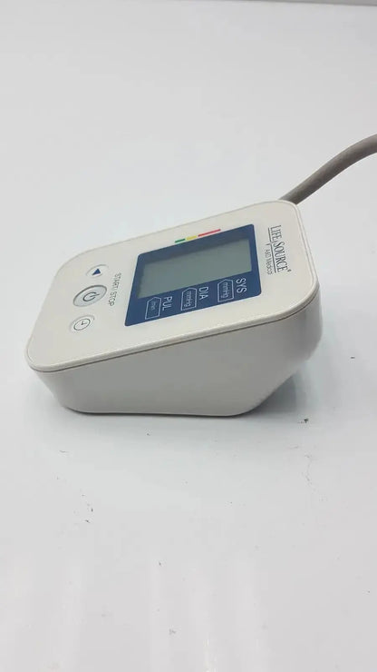 LifeSource A&D Medical digital blood pressure monitor UA-651S-AC with white plastic body and blue display screen