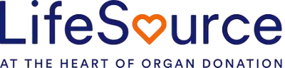 Lifesource logo featuring a stylized orange heart within the letter ’o’ of ’source,’ set against a dark blue background with white text.
