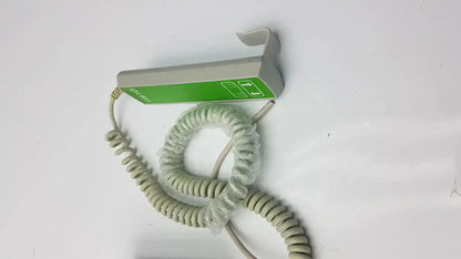Gray coiled cable with green and gray control box featuring two buttons for cbj linak cbj2005hd112xx4 handset