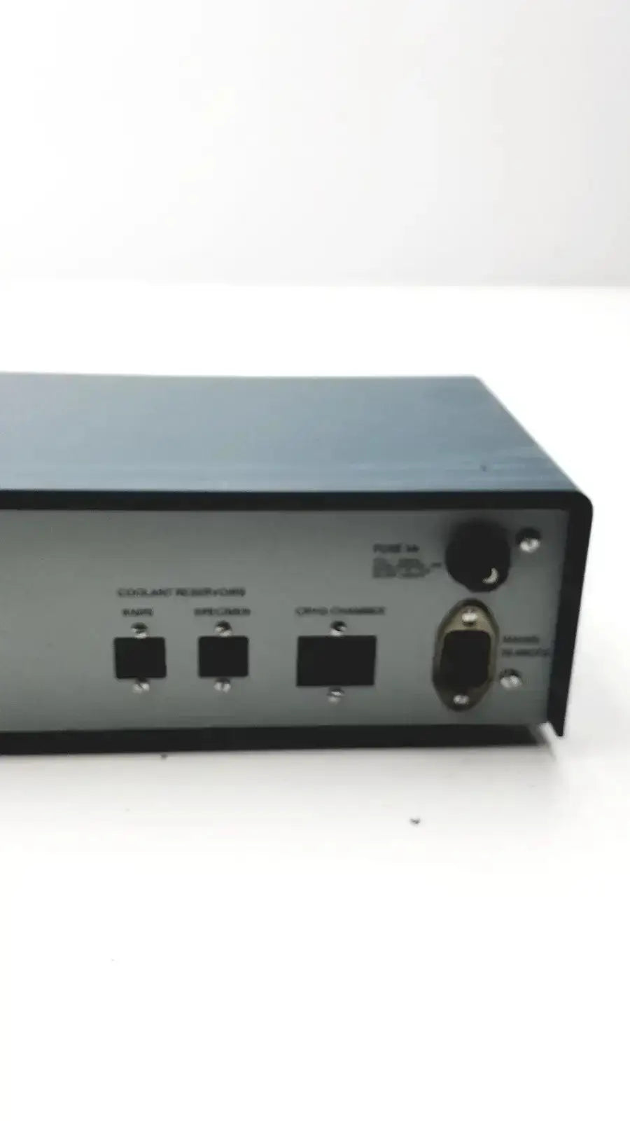 Gray metal lkb cryokit control unit with black ports and power switch back view model 14803 serial 288