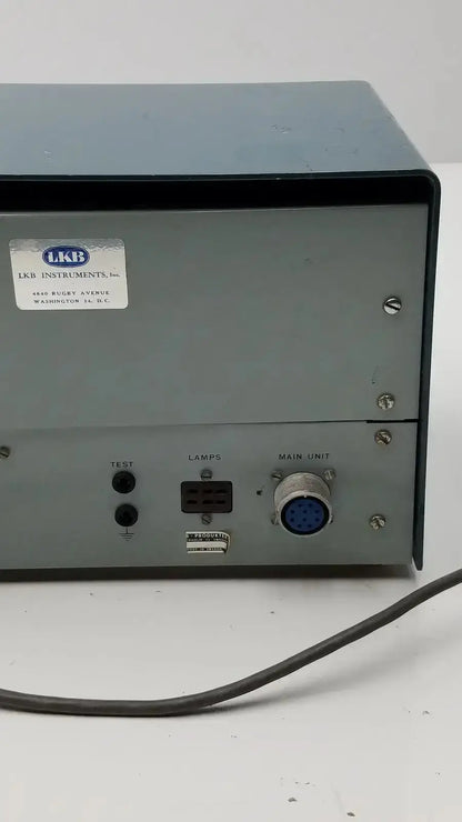 Gray metal back side of lkb ultrotome control unit type 4802a with label and main unit port with blue connector