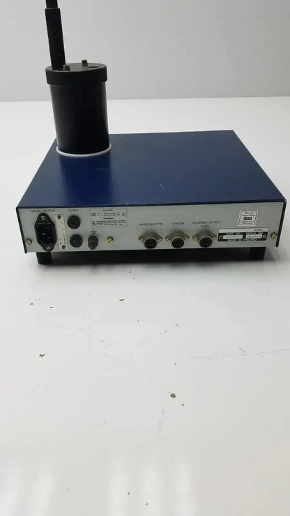Blue rectangular lkb wallac 1250 luminometer with black antenna and multiple ports for hospital surplus biomedical use