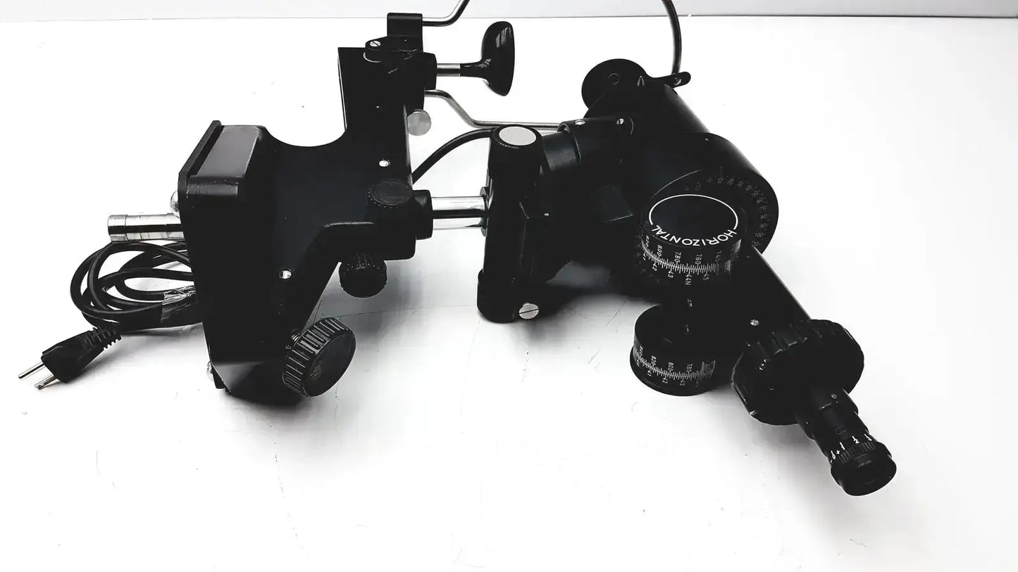 Black metal lombart instrument keratometer model 12515 with adjustable knobs and power cord for precise eye measurement