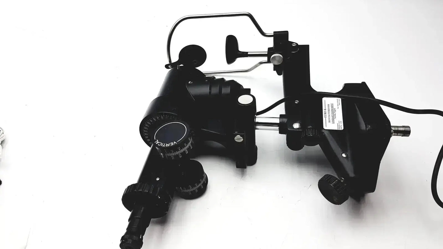 Black metal lombart instrument keratometer model 12515 with adjustable knobs and curved arm for precise eye examination