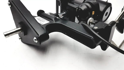 Black metal microscope stage with adjustable arms and knobs on lombart instrument keratometer model 12515