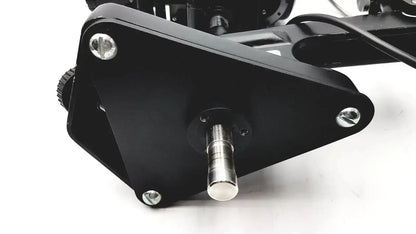 Black triangular metal mount with central silver shaft and four screws for lombart instrument keratometer model 12515