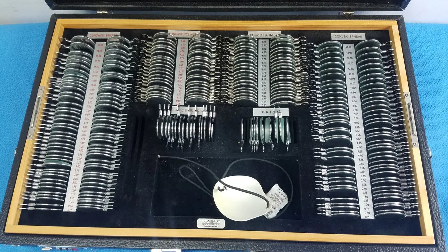 Lombart Optical Trial Lens Set Professional Eye Exam Kit With Prisms & Case