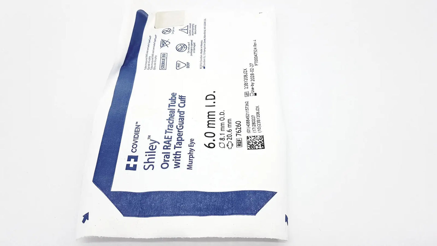 Lot of 10 COVIDIEN 76260 TaperGuard Evac Oral Tracheal Tube Murphy Eye 6mm - Endotracheal