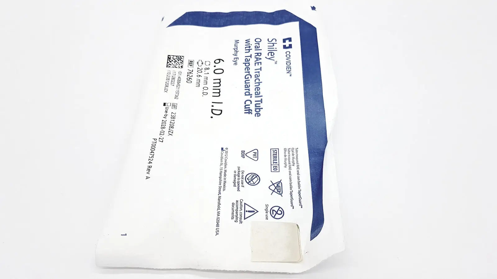 Lot of 10 COVIDIEN 76260 TaperGuard Evac Oral Tracheal Tube Murphy Eye 6mm - Endotracheal