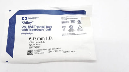 Lot of 10 COVIDIEN 76260 TaperGuard Evac Oral Tracheal Tube Murphy Eye 6mm - Endotracheal
