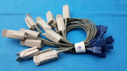 Lot of 11 Nellcor DS-100A SpO2 Adult Finger Clip Sensors - Sensor